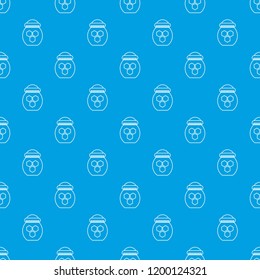 Jar of honey pattern vector seamless blue repeat for any use