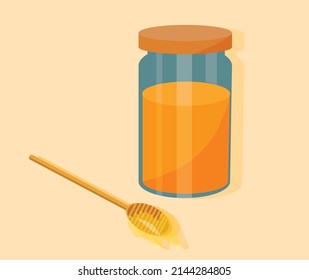 Jar of honey with a spoon