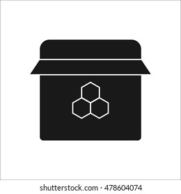 Jar of honey symbol sign silhouette icon on background