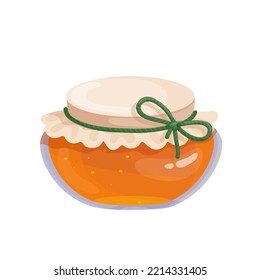 A jar of honey. Useful nectar of honey bees. Cartoon vector graphics.