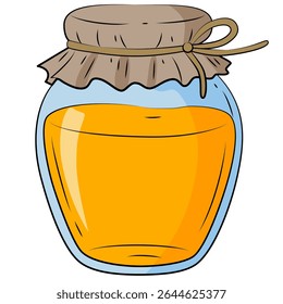 Jar of honey. Vector flat cartoon illustration on white background.