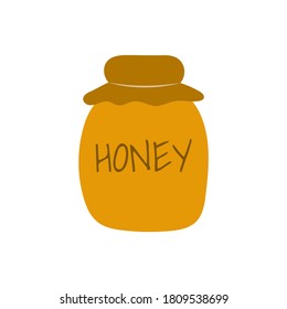Jar of honey. Vector illustration in cartoon style on white background. Healthy dessert