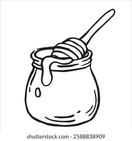 jar of honey vector illustration in doodle style