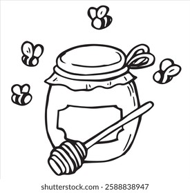 jar of honey vector illustration in doodle style