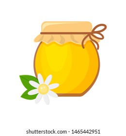 jar of honey vector illustration isolated on white background.