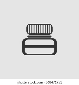 Jar icon flat. Black pictogram on grey background. Vector illustration symbol