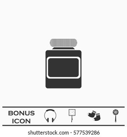 Jar icon flat. Black pictogram on white background. Vector illustration symbol and bonus button