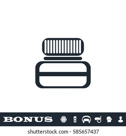 Jar icon flat. Black pictogram on white background. Vector illustration symbol and bonus button