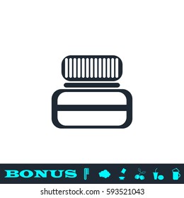 Jar icon flat. Black pictogram on white background. Vector illustration symbol and bonus button