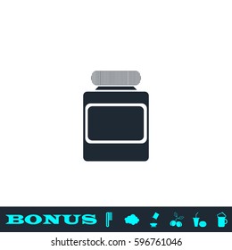 Jar icon flat. Black pictogram on white background. Vector illustration symbol and bonus button