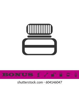 Jar icon flat. Black pictogram on white background. Vector illustration symbol and bonus button