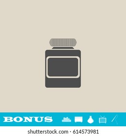 Jar icon flat. Grey pictogram on light background. Vector illustration symbol and bonus button real estate, ottoman, vase, tv, fishing rod