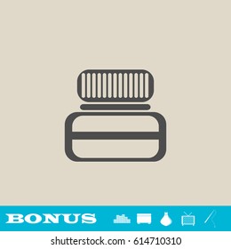 Jar icon flat. Grey pictogram on light background. Vector illustration symbol and bonus button real estate, ottoman, vase, tv, fishing rod
