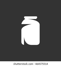 Jar icon in flat style isolated on black background. Conservation logo silhouette. Abstract sign, symbol, pictogram. Vector illustration