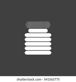 Jar icon flat. Vector white illustration isolated on black background. Flat symbol