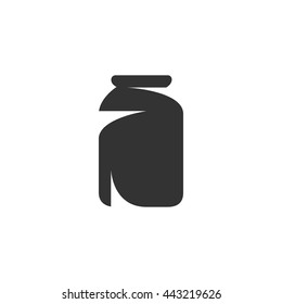 Jar icon isolated on a white background. Logo silhouette design template. Simple symbol concept in flat style. Abstract sign, pictogram for web, mobile and infographics - stock vector