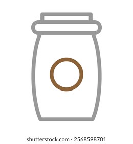 Jar icon with label. Concept of packaging, storage, and preservation.