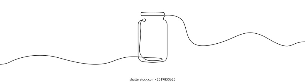 Jar icon line continuous drawing vector. One line bottle icon vector background. Jar icon. Continuous outline of a jar bottle icon.