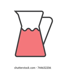 Jar icon with red water on white background