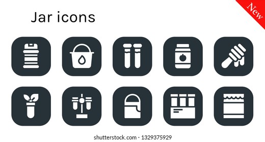 jar icon set. 10 filled jar icons.  Collection Of - Condiments, Paint bucket, Test tubes, Jar, Honey, Test tube