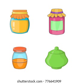 Jar icon set. Cartoon set of jar vector icons for web design isolated on white background