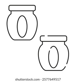 Jar icon set. Simple container outline. Black food storage. Vector illustration.