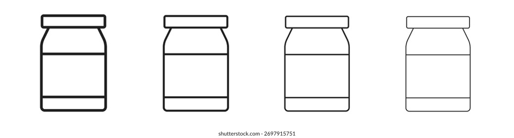 Icono de tarro. Diseño de estilo delgado, ligero, regular y audaz aislado sobre fondo blanco