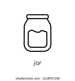 jar icon. Trendy modern flat linear vector jar icon on white background from thin line collection, outline vector illustration