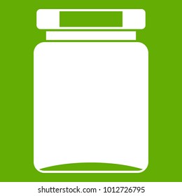 Jar icon white isolated on green background. Vector illustration