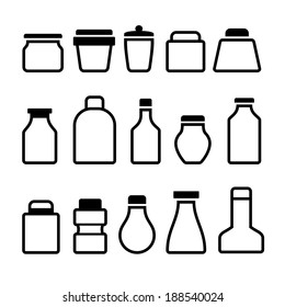 Jar Icons Set. Black Silhouette on White Background. Vector