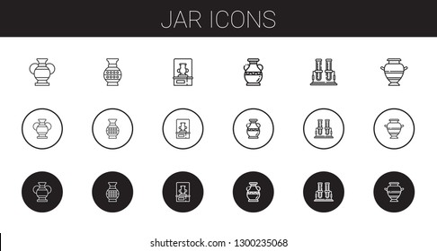 jar icons set. Collection of jar with vase, test tube. Editable and scalable jar icons.