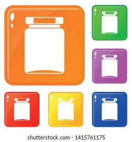 Jar icons set collection vector 6 color isolated on white background