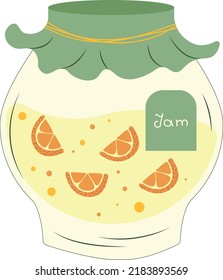 Marmelade in flachem Design mit weißem Hintergrund. Vektor-Orangenmarmelade.