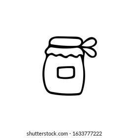 jar of jam hand drawn in doodle style. Element for design icon,