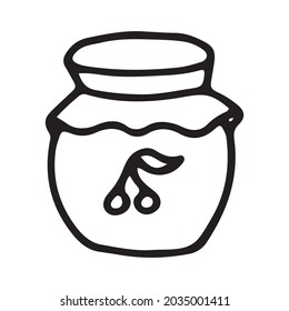 jar of jam hand drawn doodle sketch isolated on white background