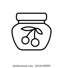 Jar of jam icon. Black contour linear silhouette. Editable strokes. Front side view. Vector simple flat graphic illustration. Isolated object on a white background. Isolate.