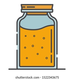 Jar of jam line art icon. Outline flat vector.Symbol for a mobile application or website.Isolated on a white background.Sweet food