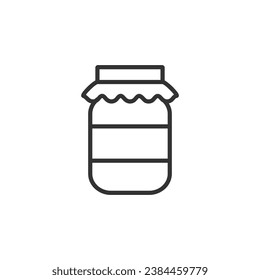 Jar of jam - line icon with editable stroke. Simple black and white food symbol. Vector illustration.