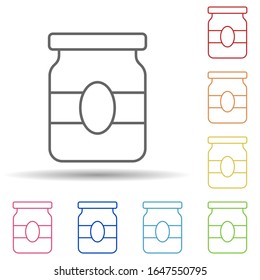 Jar of jam in multi color style icon. Simple thin line, outline vector of food icons for ui and ux, website or mobile application