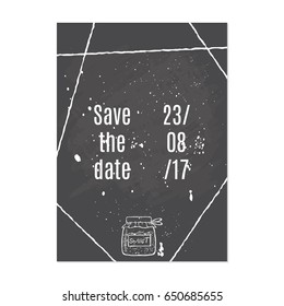 Jar of jam. Save the date text calligraphy vector 