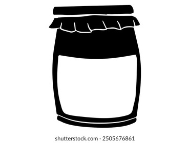 Jar of jam silhouette vector illustration. Isolated on white background