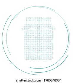 The jar of jam symbol filled with teal dots. Pointillism style. Vector illustration on white background