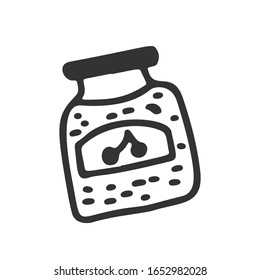 Jar of jam Vector Icon. Hand draw style. Coffeeshop, cafe symbol for templates, menu, web design and infographics. Vector isolated illustration.