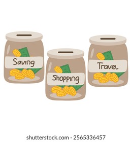 Jar jug glass coin money saving target icon illustration