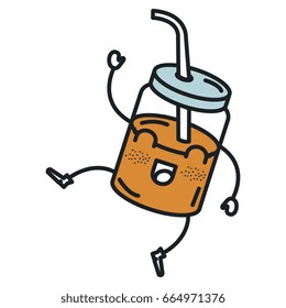 jar with juice fruit kawaii character