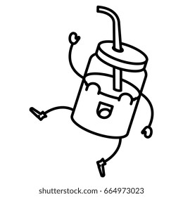 jar with juice fruit kawaii character