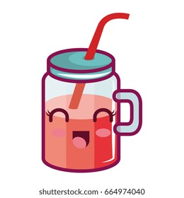 jar with juice fruit kawaii character