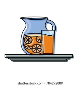jar juice on plate  vector illustration