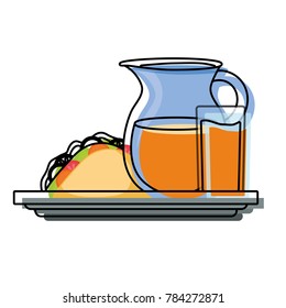jar juice and sandwich vector illustration