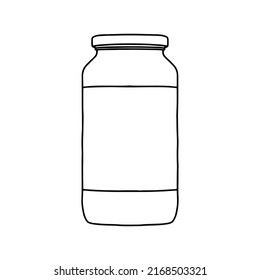 Jar con tapa y etiqueta. Esbozo vector de simulación realista.